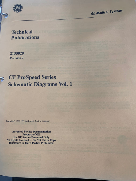 GE CT PROSPEED SCHEMATICS 2135029