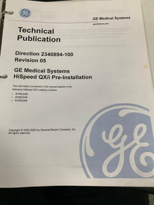 GE HISPEED QX/I PRE-INSTALLATION MANUAL 2340894-100