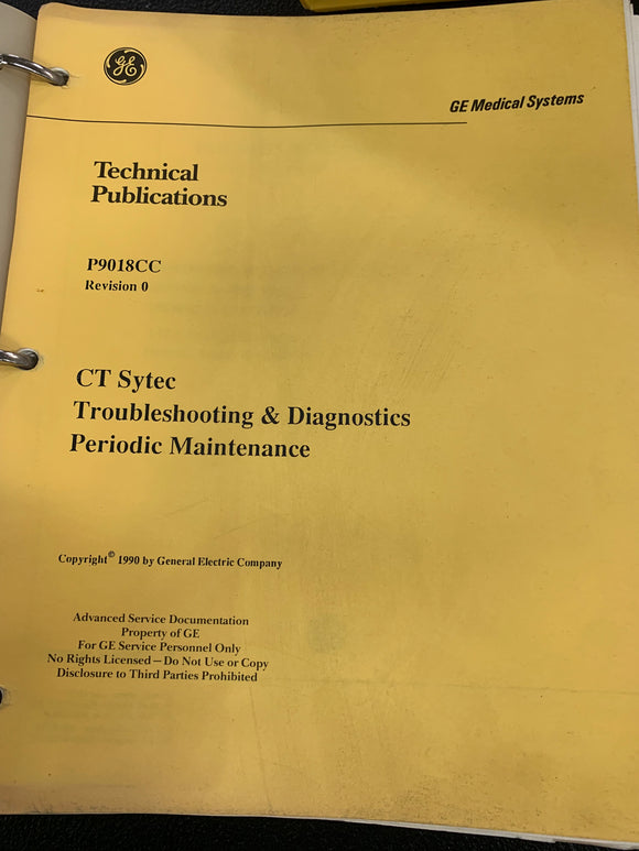 GE SYTEC CT TROUBLESHOOTING GUIDE P9018CC