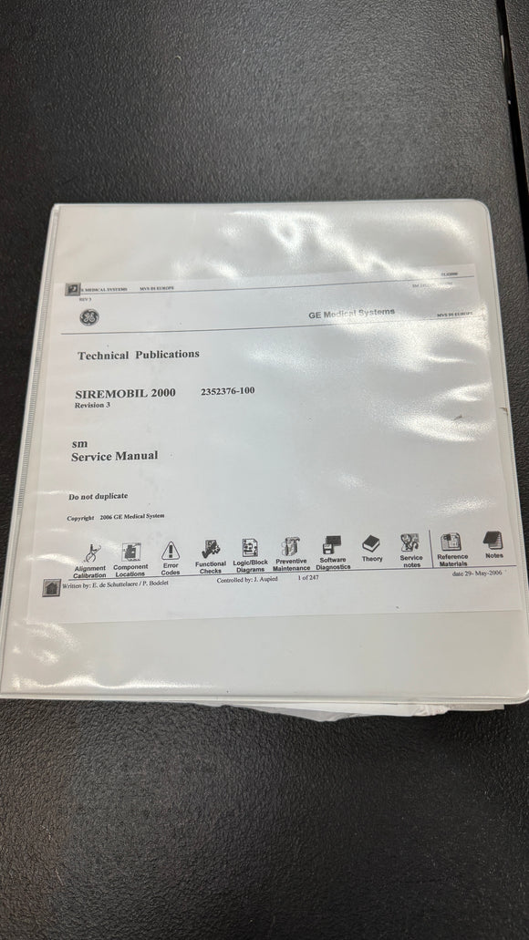 GE SIREMOBIL 2000, SM SERVICE MANUAL # 2352376-100